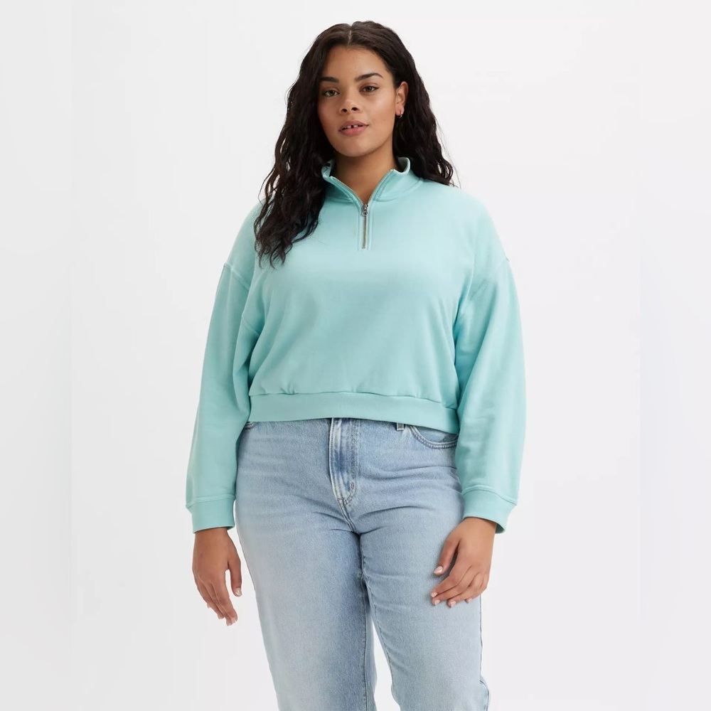 Levi's Women's Light Blue Qtr-Zip Sweatshirt 3X NWT